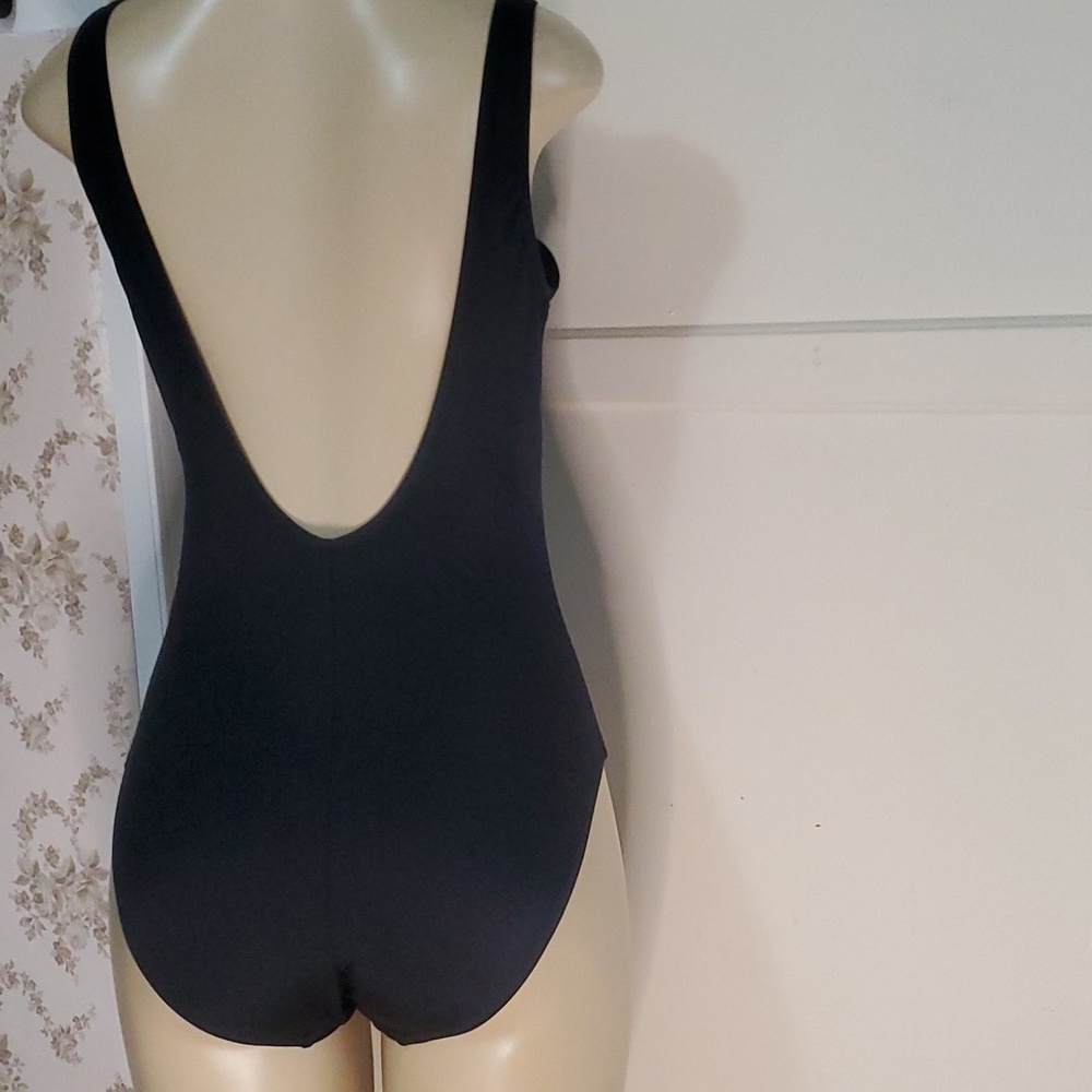 Pour Moi Black Lace-Up Front One Piece Swimsuit Size Uk 16 US 12 - Picture 7 of 9